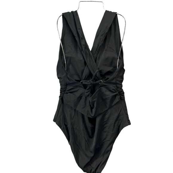 Chelsea28 Swimsuit Womens Large Black One Piece Convertible 4 Way Halter Plunge - Picture 7 of 16